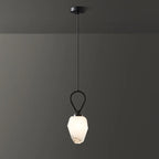White Glass Pendant Light with Long Cord for Bedside