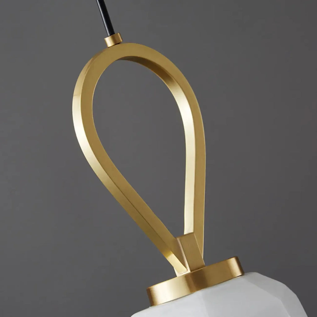 White Glass Pendant Light with Long Cord for Bedside