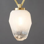 White Glass Pendant Light with Long Cord for Bedside