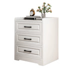 Classic Narrow Wooden White Nightstand with 3 Drawers