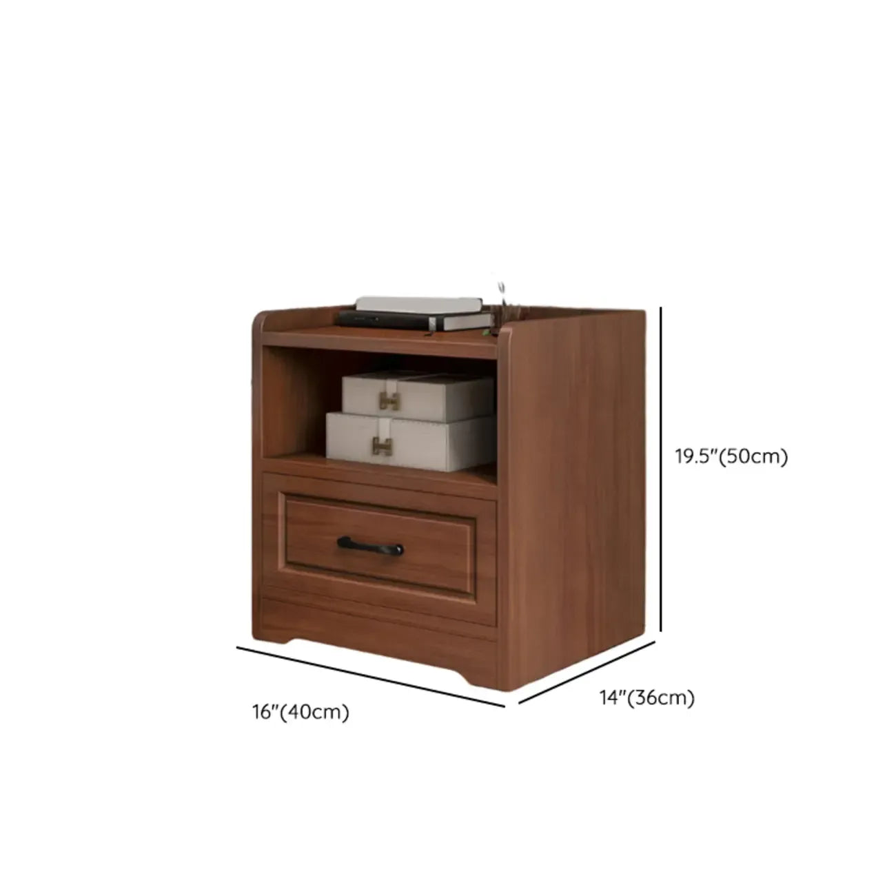 Classic Narrow Wooden White Nightstand with 3 Drawers