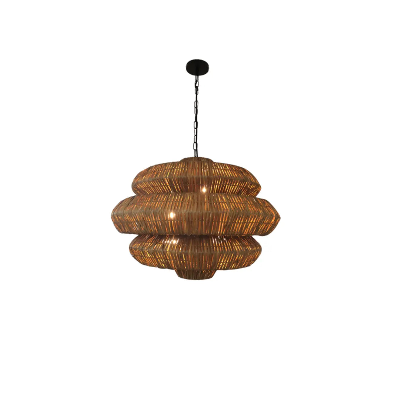 Vintage Rattan 3 Tiers Chandelier for Living Room Decor