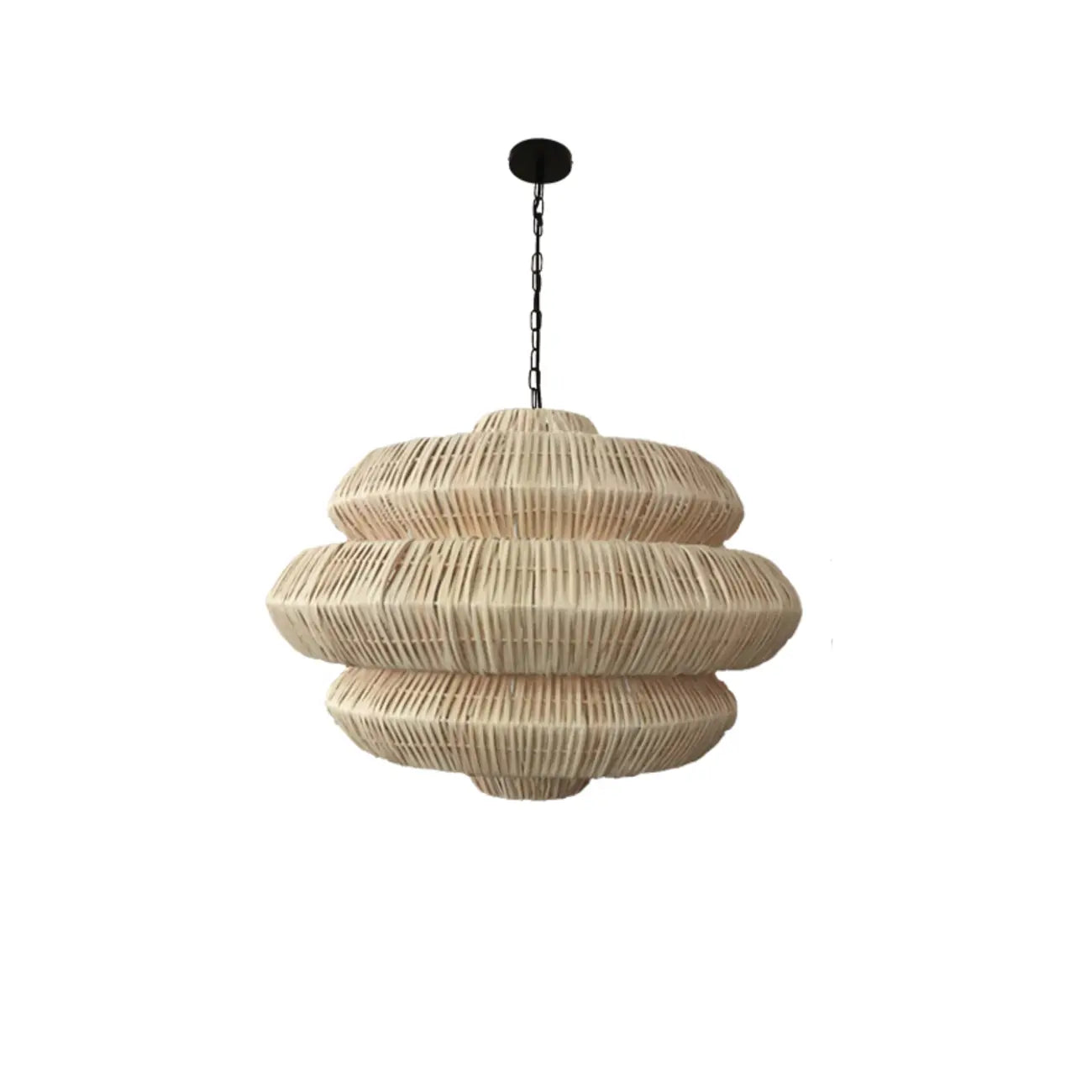 Vintage Rattan 3 Tiers Chandelier for Living Room Decor