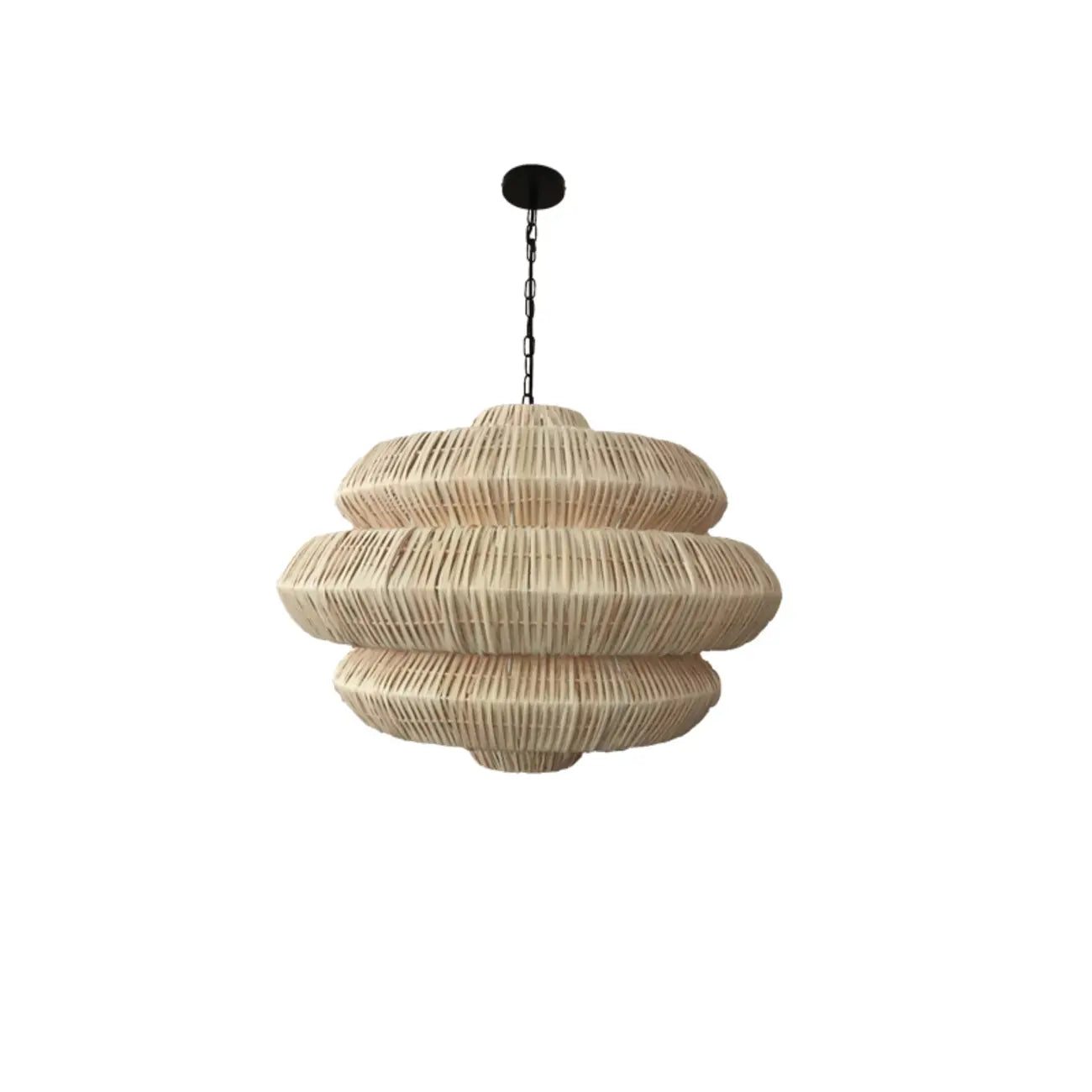 Vintage Rattan 3 Tiers Chandelier for Living Room Decor
