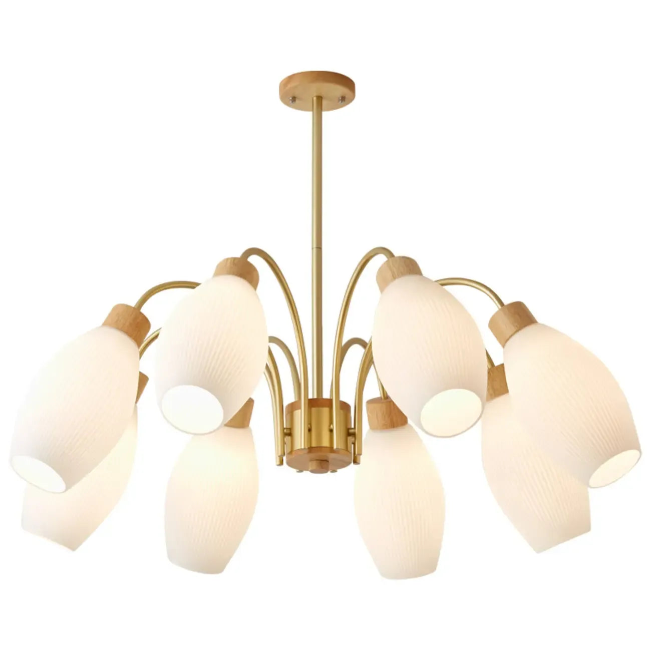 Modern Adjustable White Chandelier with Glass Shades