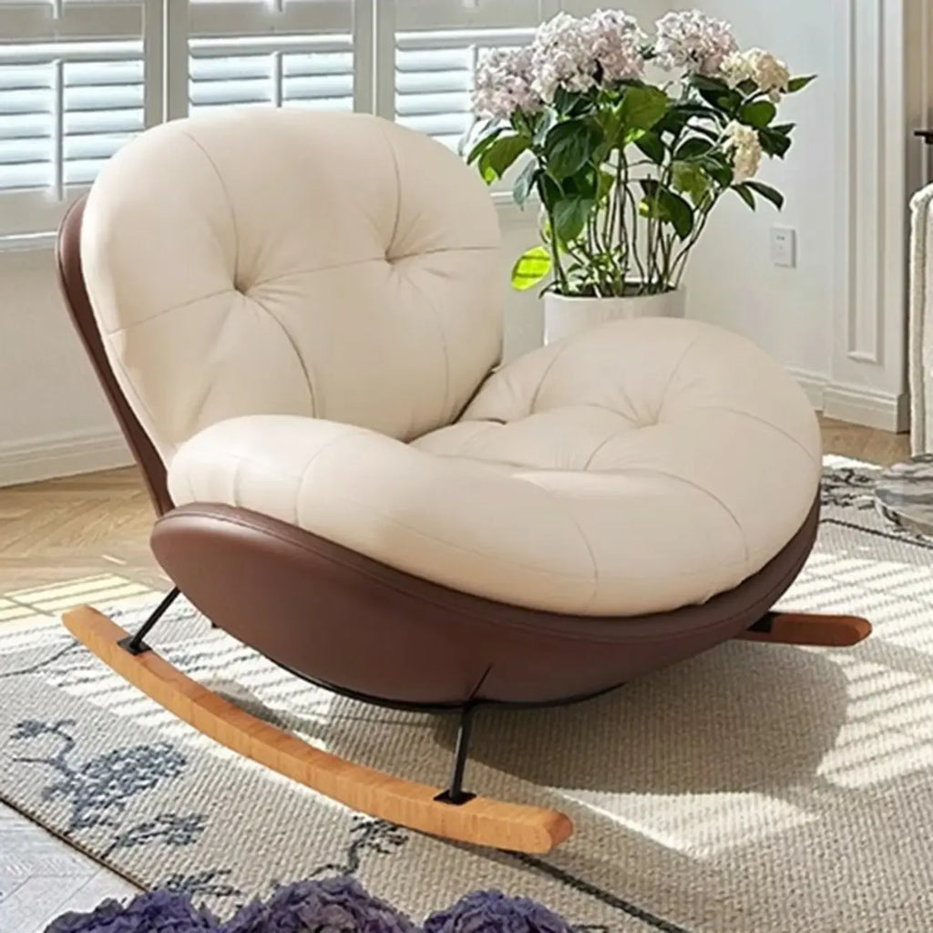 Ergonomic Rounded Upholstered Rocking Chair for Living Room
