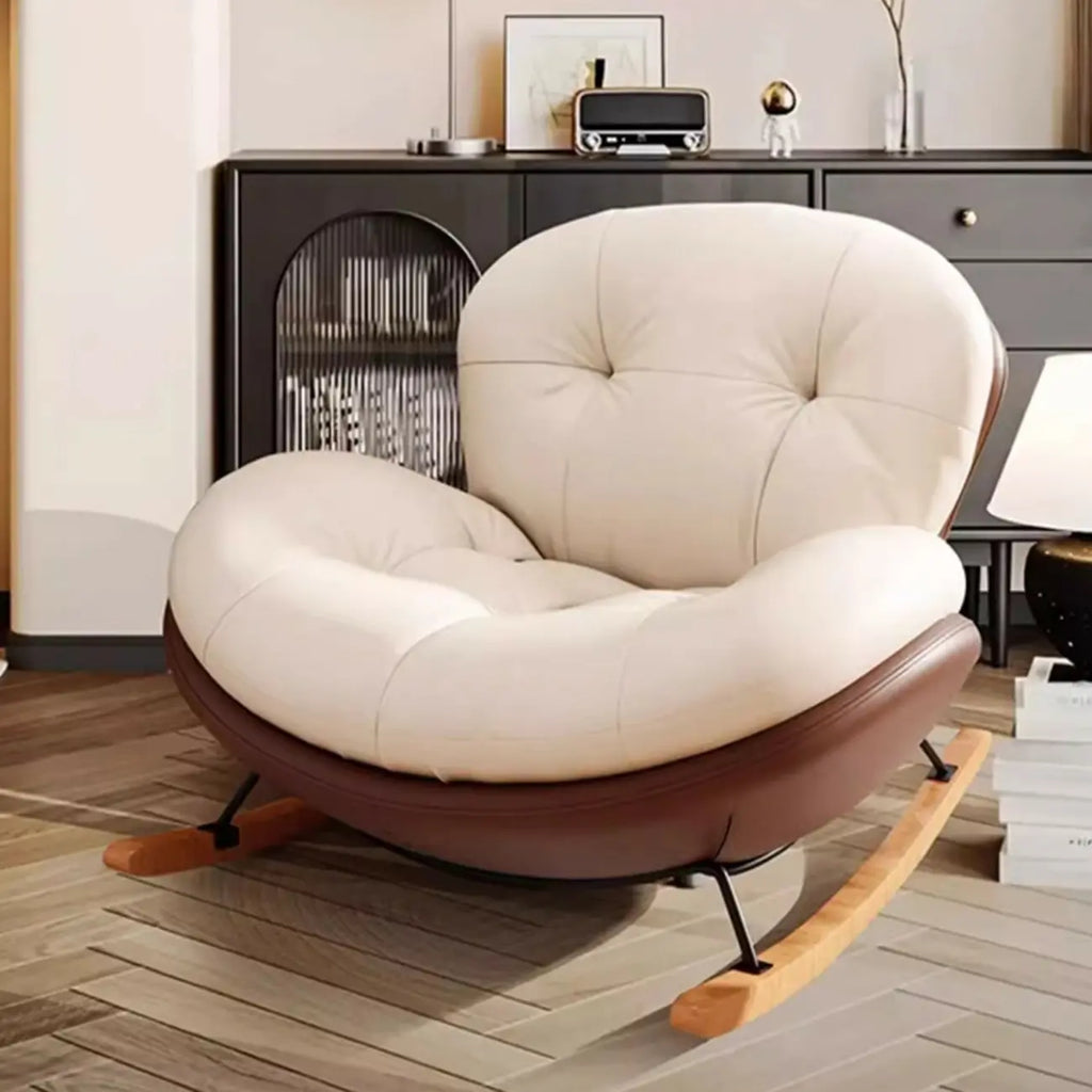 Ergonomic Rounded Upholstered Rocking Chair for Living Room
