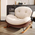Ergonomic Rounded Upholstered Rocking Chair for Living Room