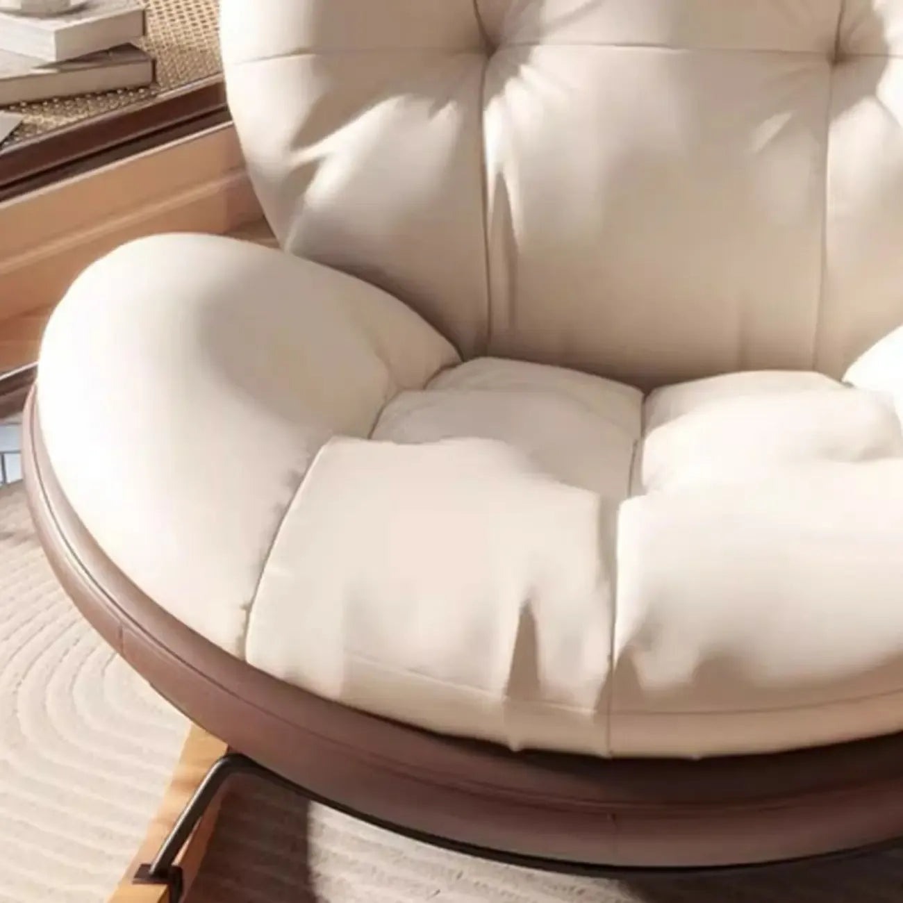 Ergonomic Rounded Upholstered Rocking Chair for Living Room