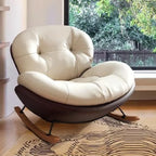 Ergonomic Rounded Upholstered Rocking Chair for Living Room