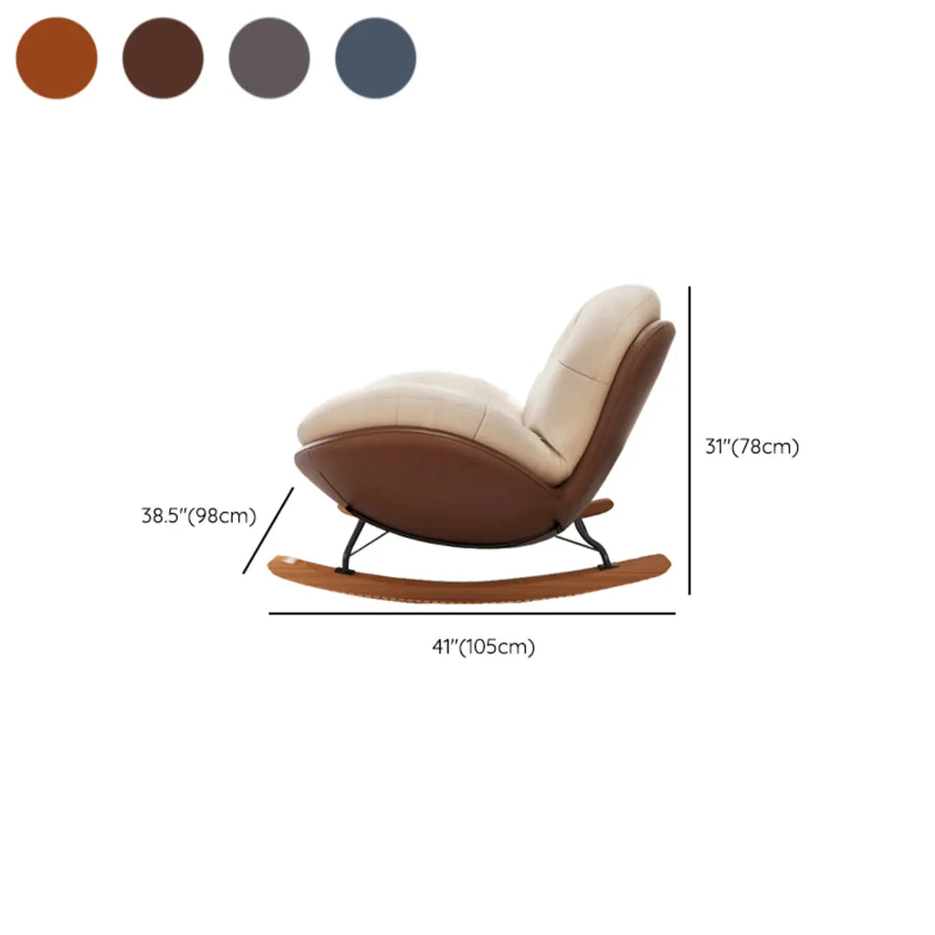 Ergonomic Rounded Upholstered Rocking Chair for Living Room