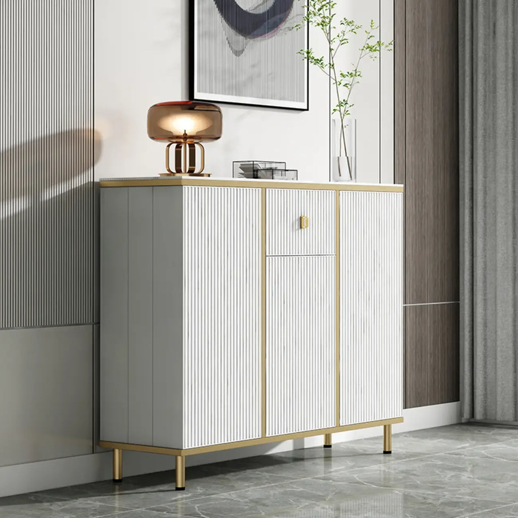Modish White Metal Entryway Shoe Storage Cabinet