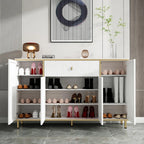 Modish White Metal Entryway Shoe Storage Cabinet