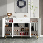 Modish White Metal Entryway Shoe Storage Cabinet