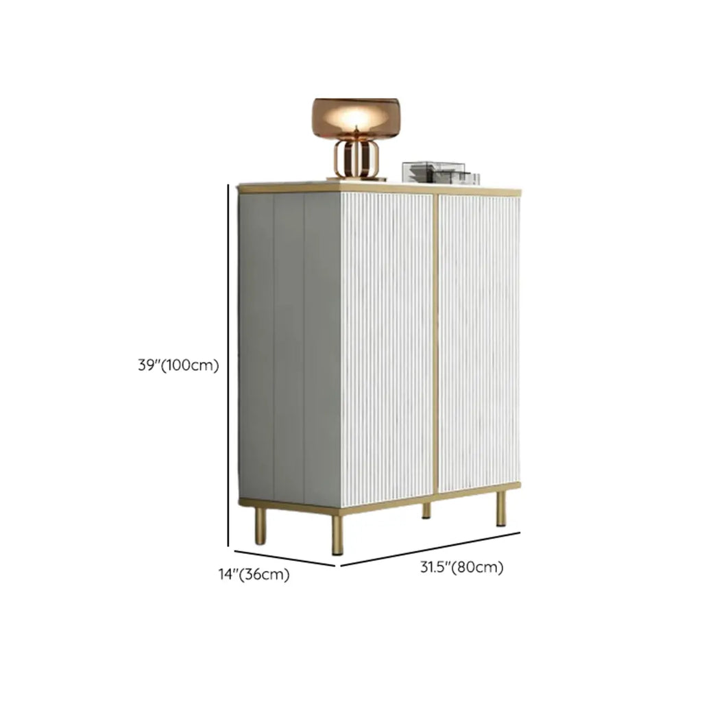 Modish White Metal Entryway Shoe Storage Cabinet
