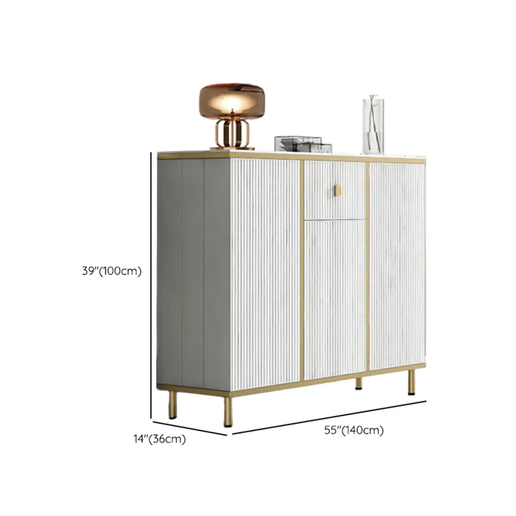 Modish White Metal Entryway Shoe Storage Cabinet