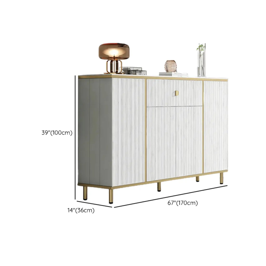 Modish White Metal Entryway Shoe Storage Cabinet