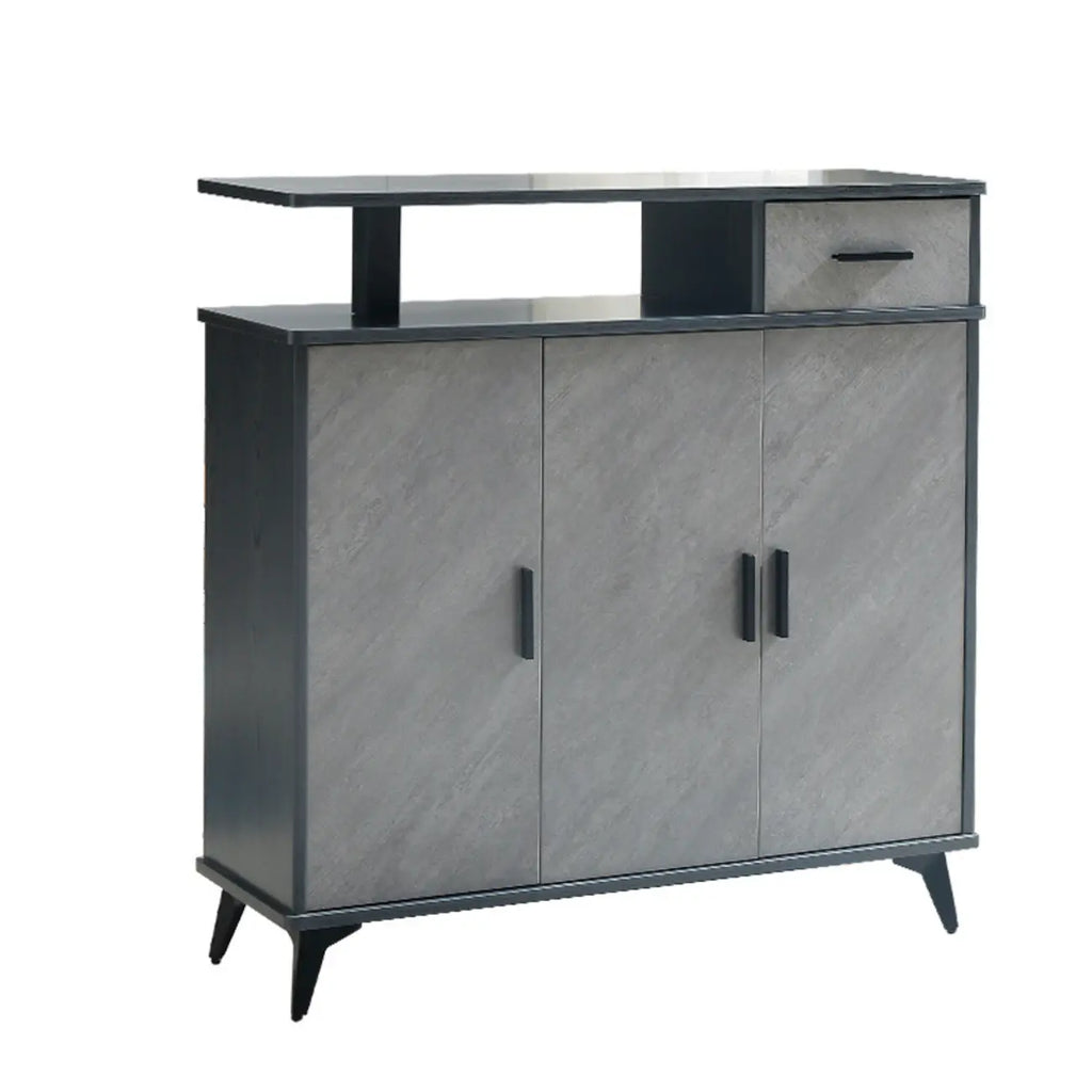 Entryway Grey Wood Shoe Storage Cabinet with Display Top