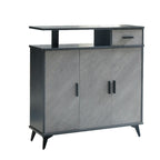 Entryway Grey Wood Shoe Storage Cabinet with Display Top