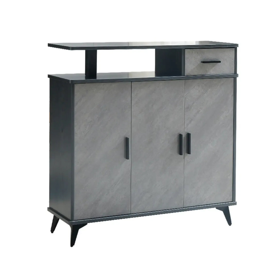 Entryway Grey Wood Shoe Storage Cabinet with Display Top