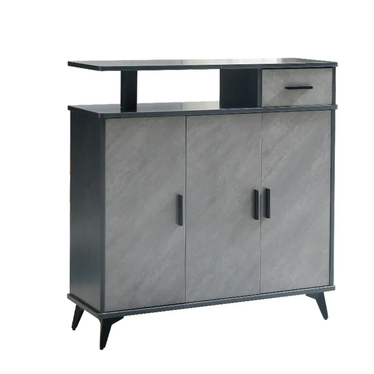 Entryway Grey Wood Shoe Storage Cabinet with Display Top
