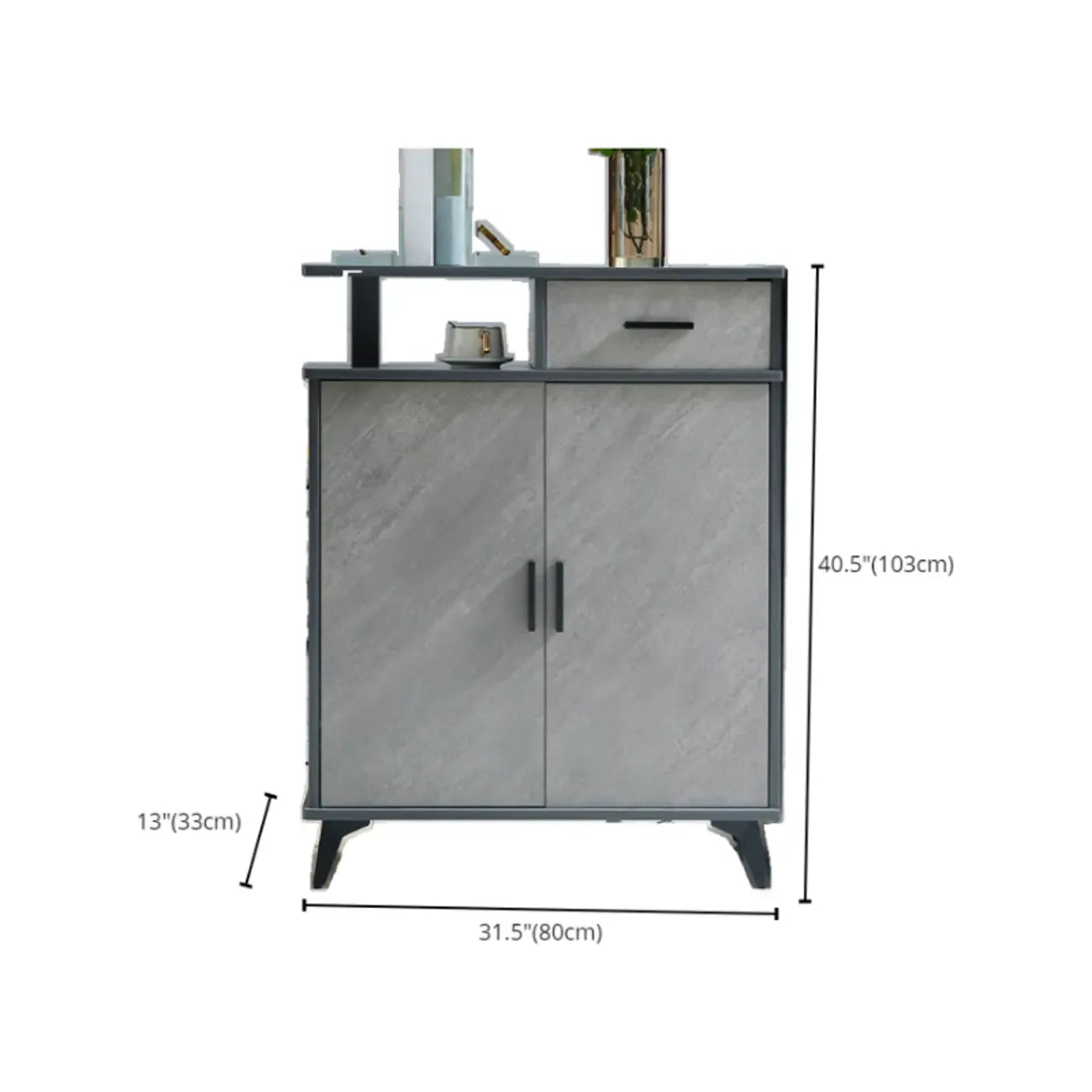 Entryway Grey Wood Shoe Storage Cabinet with Display Top