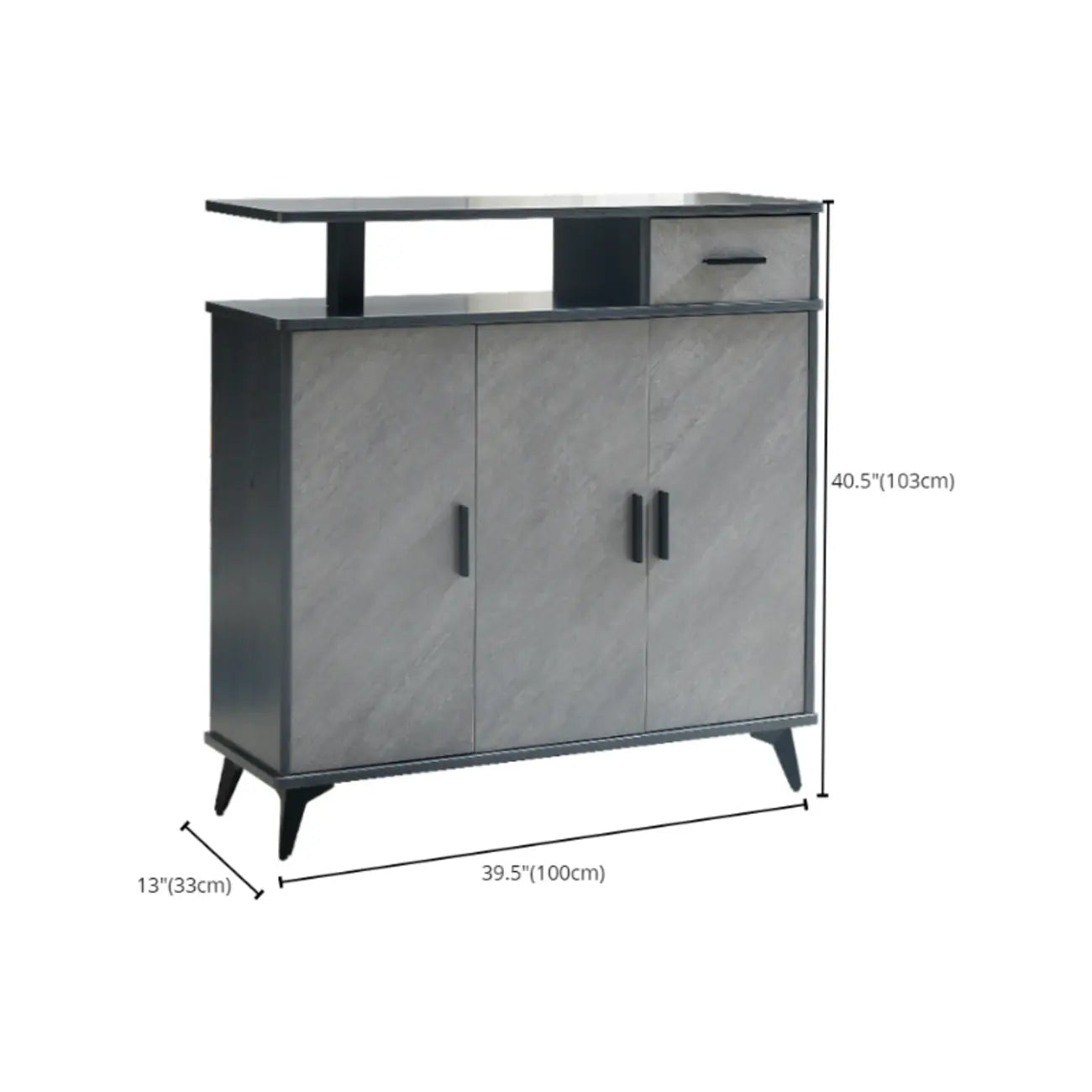 Entryway Grey Wood Shoe Storage Cabinet with Display Top