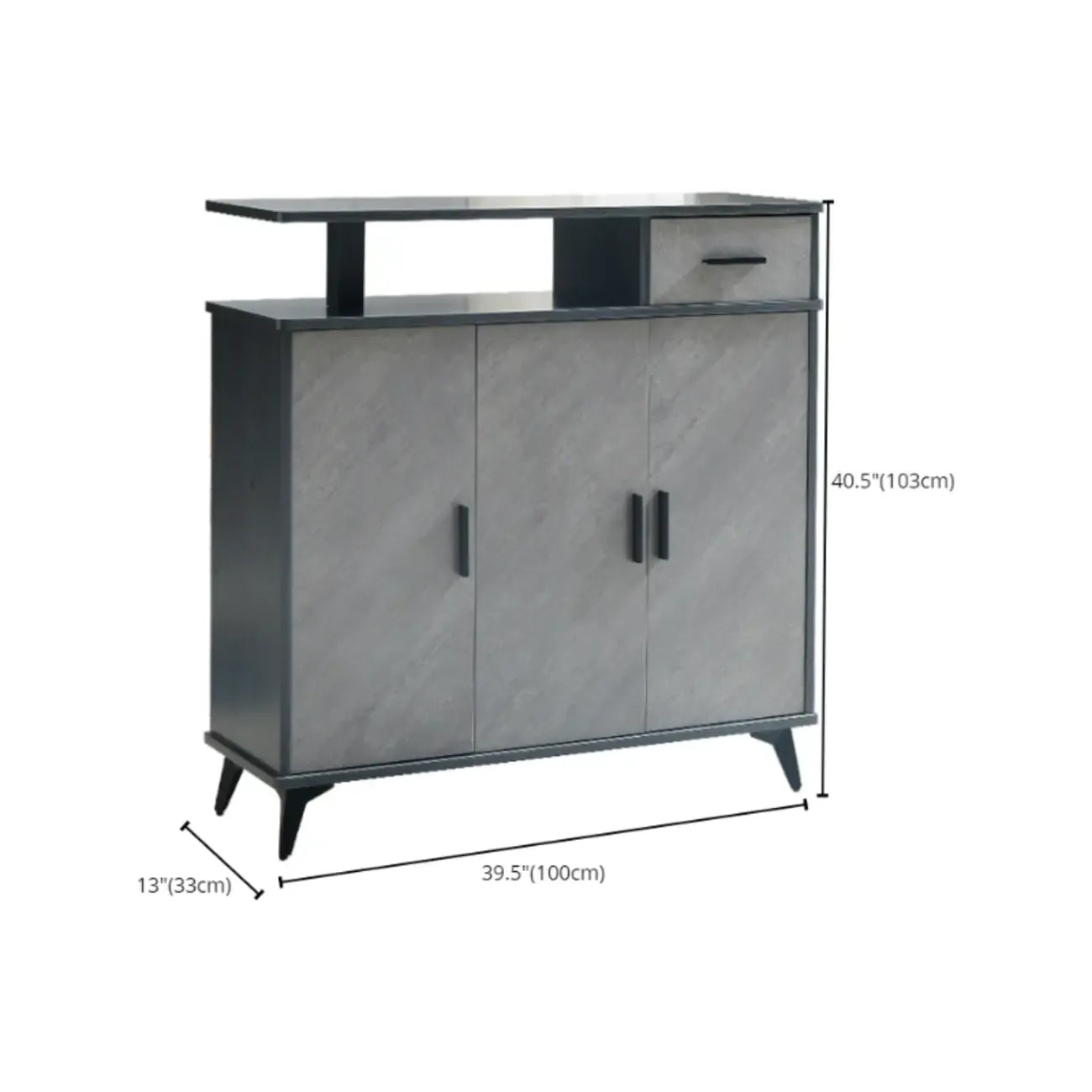 Entryway Grey Wood Shoe Storage Cabinet with Display Top
