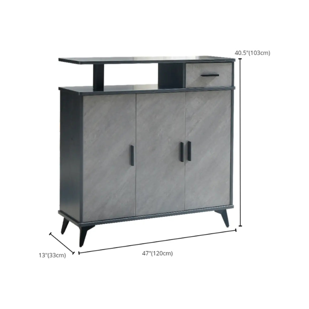 Entryway Grey Wood Shoe Storage Cabinet with Display Top