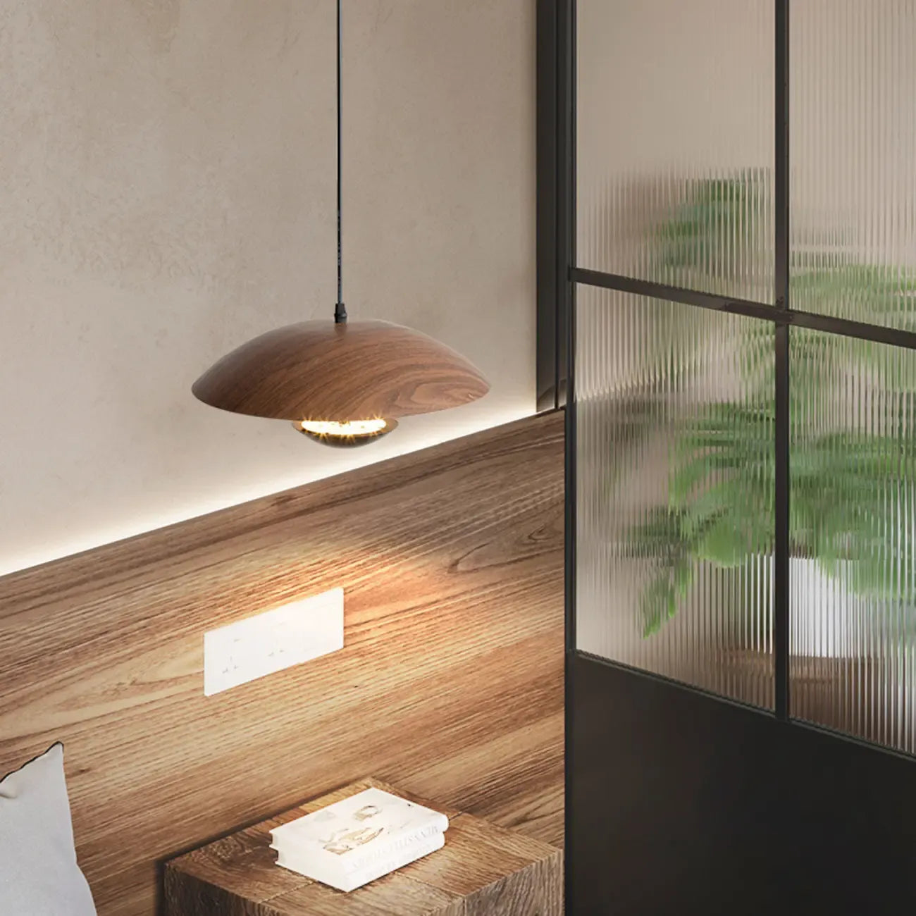 Designer Solid Wood Dome Pendant Light for Dining Room