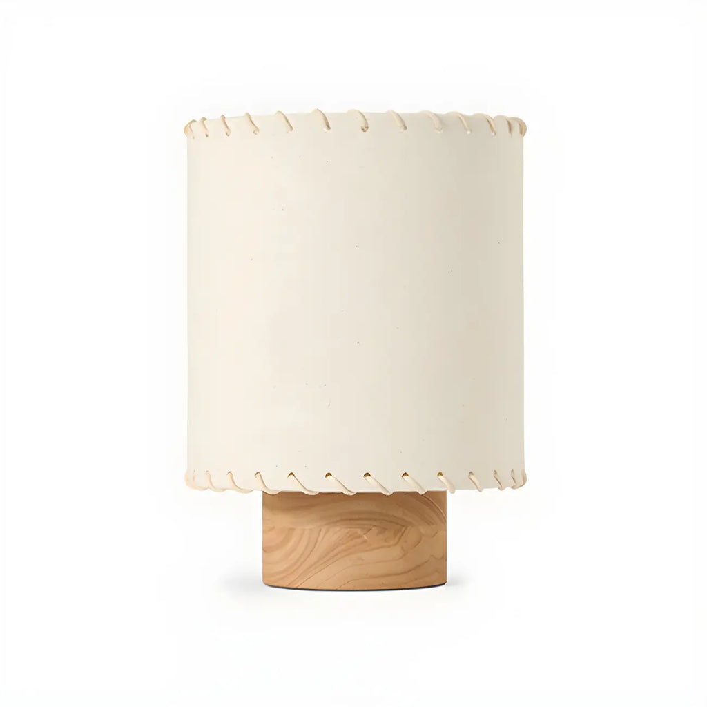 Rustic White Drum Wood Table Lamp for Ambient Bedroom