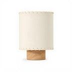 Rustic White Drum Wood Table Lamp for Ambient Bedroom