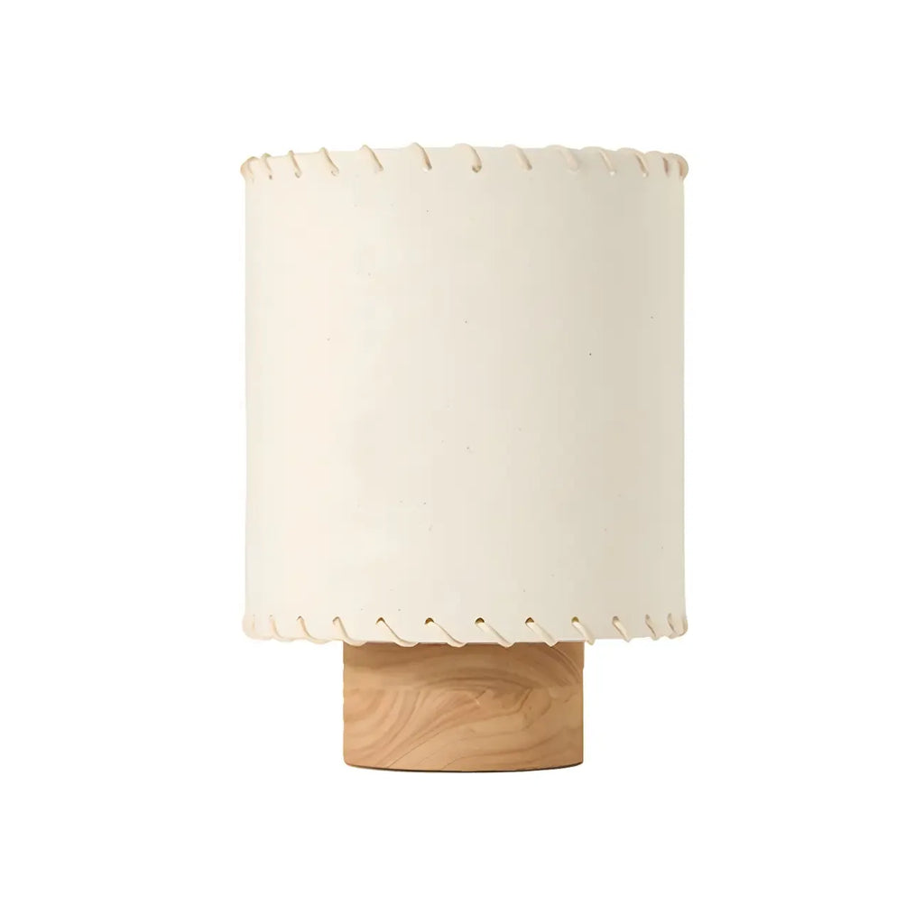 Rustic White Drum Wood Table Lamp for Ambient Bedroom