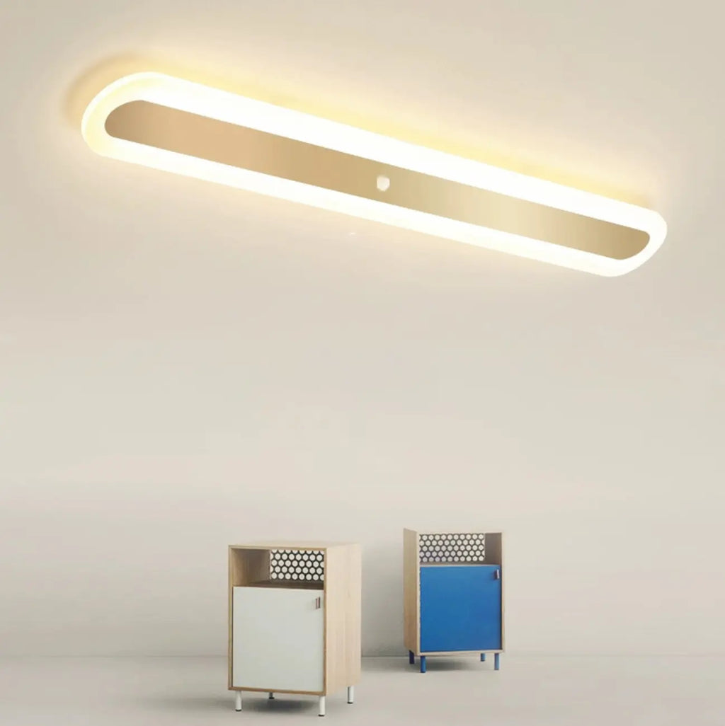 Geometric Gold LED Flush Ceiling Light for Living Room