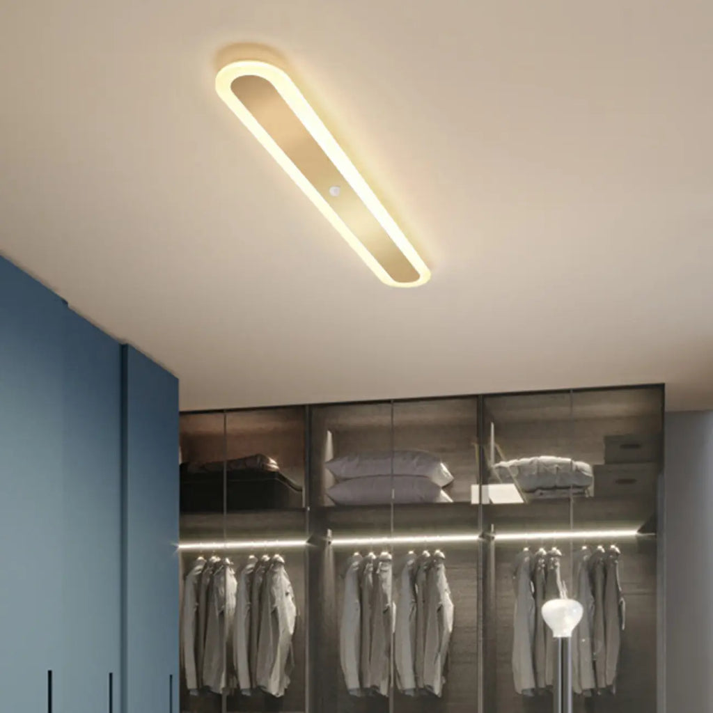 Geometric Gold LED Flush Ceiling Light for Living Room