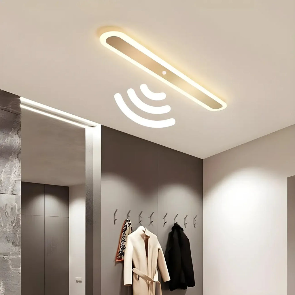 Geometric Gold LED Flush Ceiling Light for Living Room