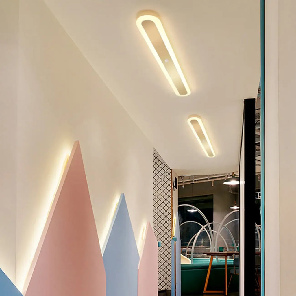 Geometric Gold LED Flush Ceiling Light for Living Room