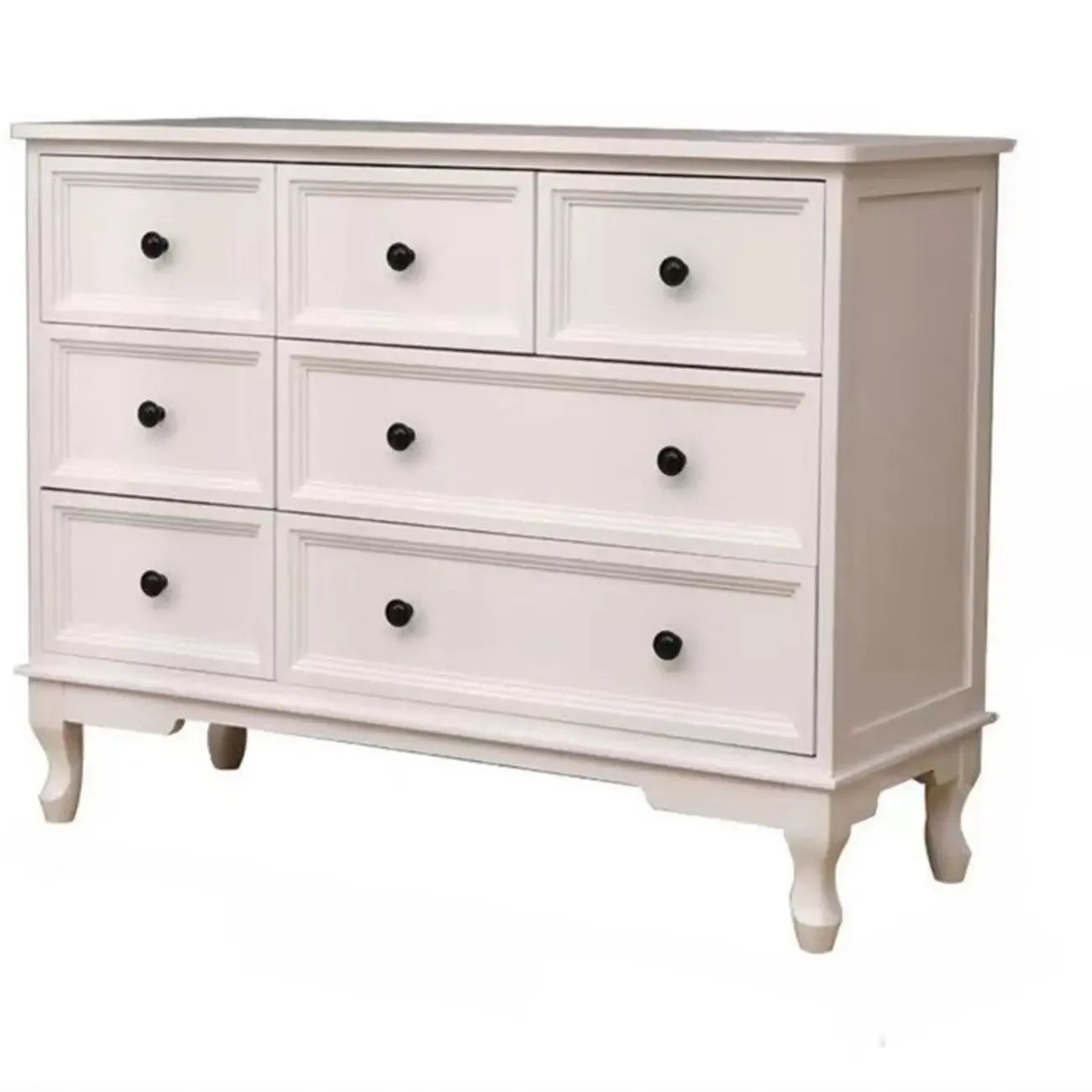 Elegant Wooden 9-Drawer White Dresser with Metal Handle