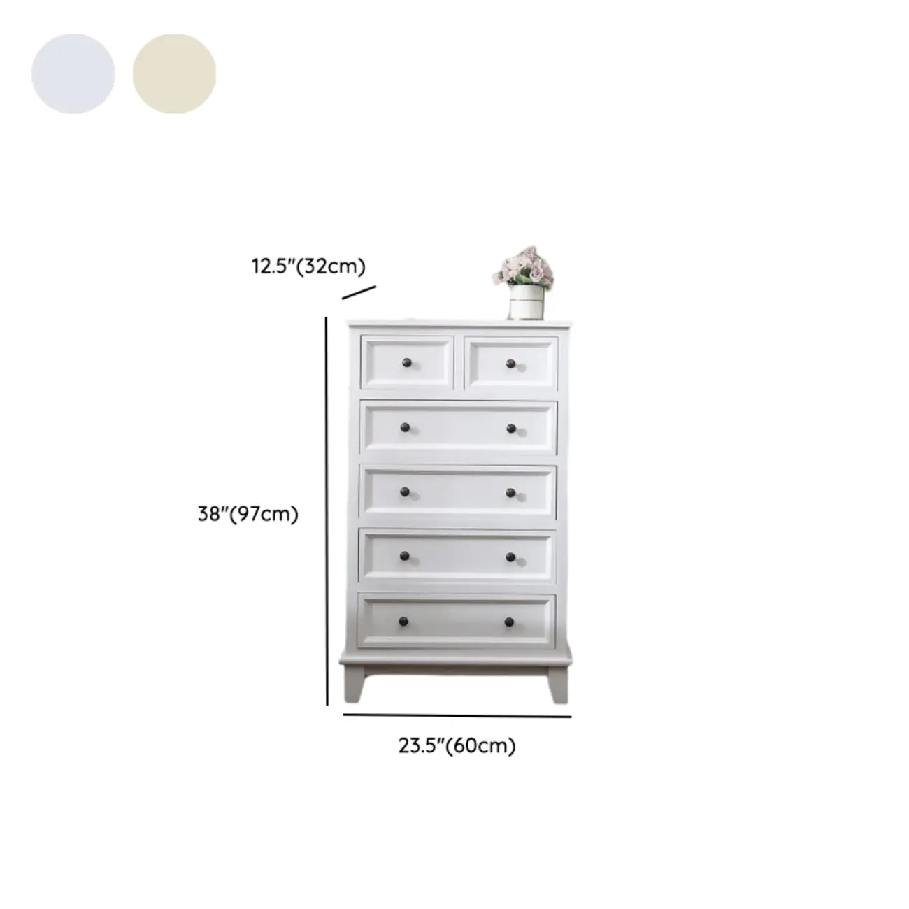 Elegant Wooden 9-Drawer White Dresser with Metal Handle