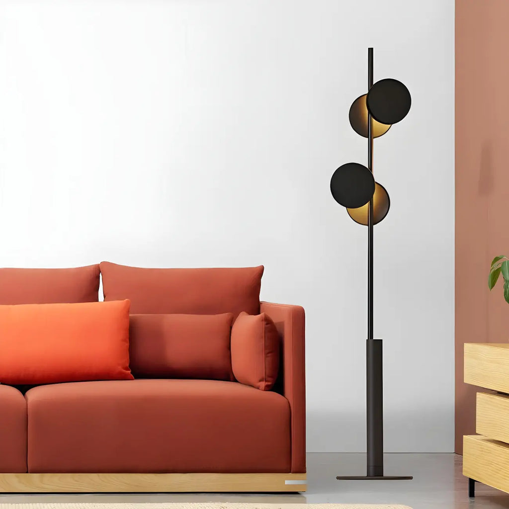 Stylish 2-Light Geometric Black Floor Lamp for Living Room