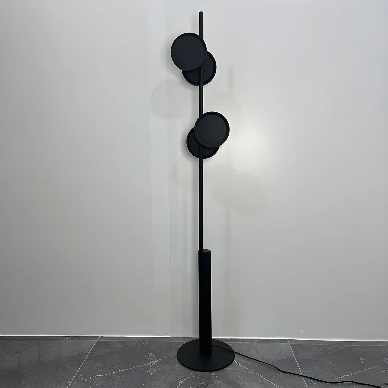 Stylish 2-Light Geometric Black Floor Lamp for Living Room