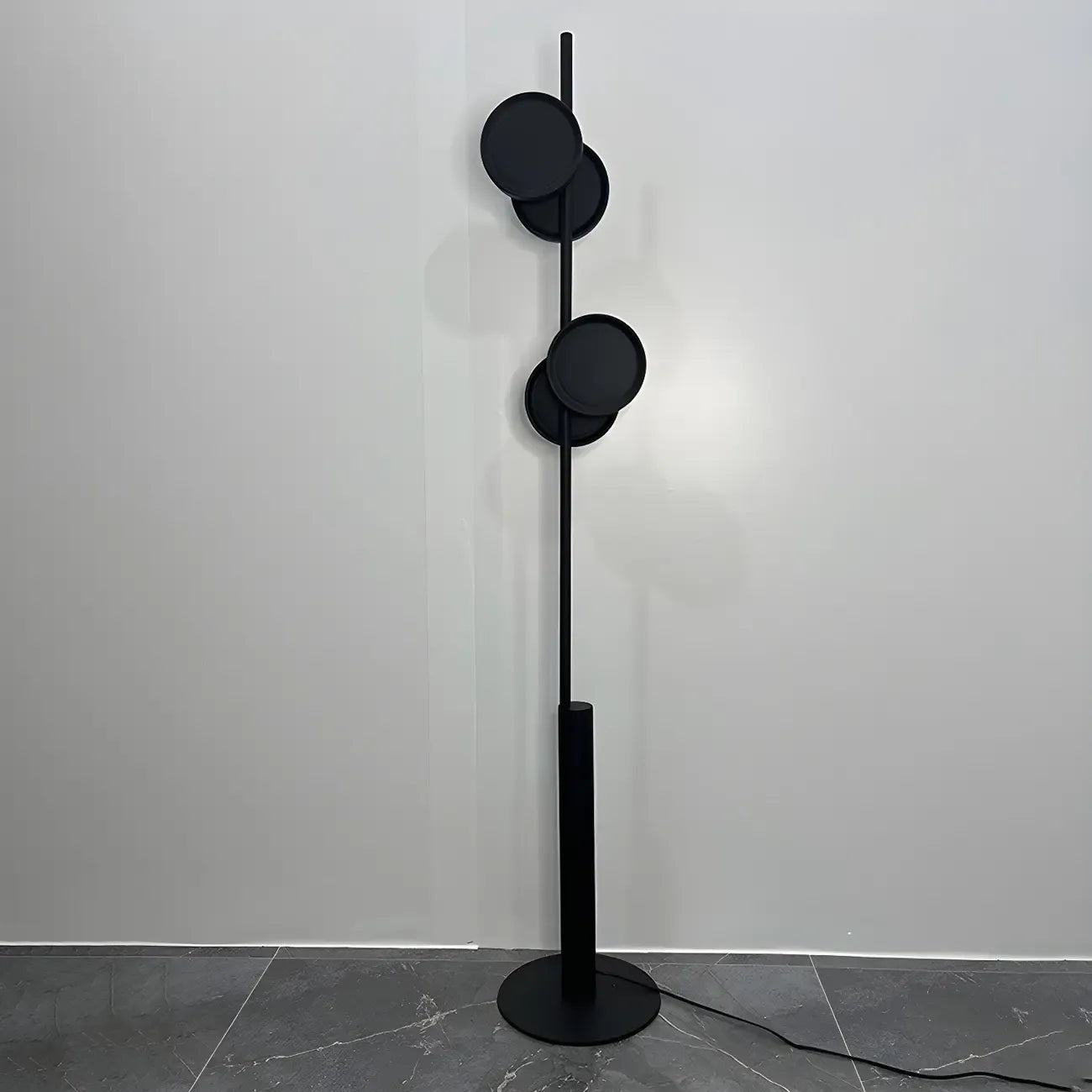 Stylish 2-Light Geometric Black Floor Lamp for Living Room