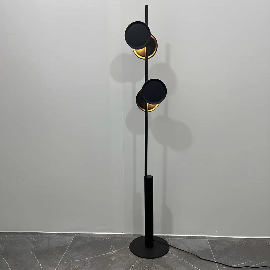 Stylish 2-Light Geometric Black Floor Lamp for Living Room