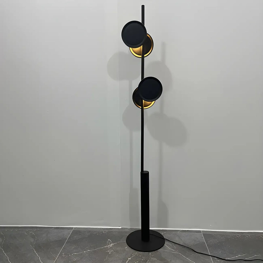 Stylish 2-Light Geometric Black Floor Lamp for Living Room