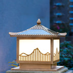 Traditional Bronze Home-Shape Solar Outdoor Post Lights