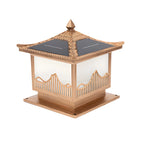 Traditional Bronze Home-Shape Solar Outdoor Post Lights