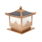 Traditional Bronze Home-Shape Solar Outdoor Post Lights
