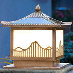 Traditional Bronze Home-Shape Solar Outdoor Post Lights