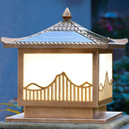Traditional Bronze Home-Shape Solar Outdoor Post Lights