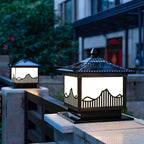 Traditional Bronze Home-Shape Solar Outdoor Post Lights